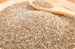 Nutritious Chia Seeds On A Wooden Plate Stock Photo