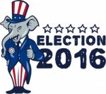 Us Election 2016 Republican Mascot Thumbs Up Cartoon Stock Photo