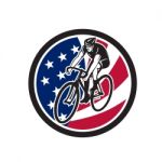 American Cyclist Cycling Usa Flag Icon Stock Photo