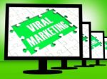 Viral Marketing On Monitors Showing Communities Advertisement Stock Photo