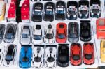 Top View Of Toys Car In Street Market Stock Photo
