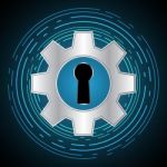 Technology Digital Cyber Security Keyhole Gear Background Stock Photo