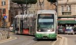 Line 8 Tram Moving In Rome Stock Photo