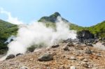 Owakudani Valley ( Volcanic Valley With Active Sulphur And Hot S Stock Photo