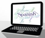 Spanish Language Means Wordcloud Translator And Text Stock Photo
