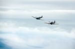 Supermarine Spitfire Pr Xi Pl965 And Hawker Hurricane Mk.iib Stock Photo