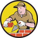 Bricklayer Bricks Trowel Circle Cartoon Stock Photo