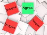 Agree Disagree Post-it Notes Mean For Or Against Stock Photo