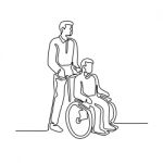 Patient On Wheelchair Continuous Line Stock Photo