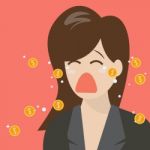 Woman Crying Out In Money Tears Stock Photo