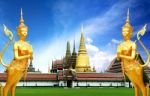 Wat Phra Kaew, Temple Of The Emerald Buddha With Blue Sky Bangkok, Asia Thailand Stock Photo