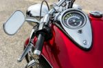 Close-up Of A Motorcycle Parked In Whitstable Stock Photo