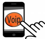 Voip Button Displays Voice Over Internet Protocol Or Broadband T Stock Photo