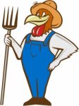 Chicken Farmer Pitchfork Isolated Cartoon Stock Photo