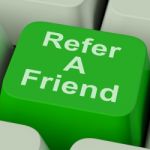Refer A Friend Key Shows Suggest To Person Stock Photo