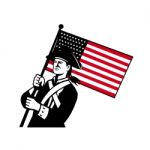 American Patriot Holding Flag Retro Stock Photo