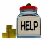 Help Jar Shows Monetary Support Or Contribution Stock Photo
