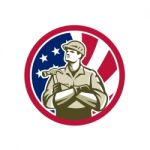 American Carpenter Usa Flag Icon Stock Photo