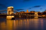 Danube Bridge Budapest At dusk Stock Photo