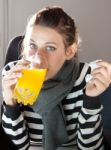 Woman Has A Cold Or The Flu Stock Photo