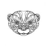 Oriental Small-clawed Otter Doodle Art Stock Photo