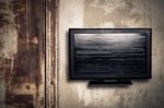 Television On A Wall Stock Photo
