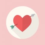 Heart With Cupid Arrow Flat Icon Stock Photo