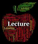 Lecture Word Represents Talks Address And Lessons Stock Photo