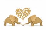 Origami Elephant Of Love Stock Photo