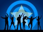Disco Silhouette Indicates Dance Celebration And Persons Stock Photo
