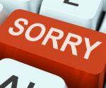 Sorry Key Shows Online Apology Or Regret Stock Photo