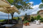 Pienza, Tuscany/italy - May 19 : View From A Restaurant In Pienz Stock Photo