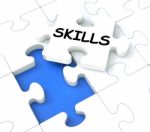 Skills Puzzle Shows Aptitudes And Talents Stock Photo
