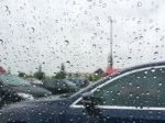 Rain Drops On Car Window Stock Photo