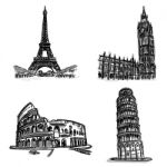 Sketch With World Famous Landmark Stock Photo