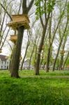 Tree Houses In The Beguinage (begijnhof) Garden In Bruges Stock Photo