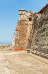 Castillo San Felipe De Barajas An Iconic Fortress In Cartagena, Stock Photo