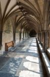 View Of The Cathedral Cloisters In Norwich Stock Photo