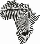 Map Of Africa Made Of Zebra Head And Skin Stock Photo