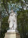 Statue De Montesquieu In The Esplanade Des Quinconces Bordeaux Stock Photo