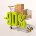 Shopping Cart And 90 Percent Stock Photo