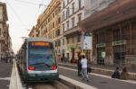 Tram In Rome Stock Photo