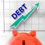Debt Graph Means Money Due And Liabilities Stock Photo