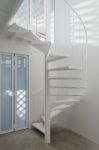 White Spiral Stair In Modern Room Stock Photo