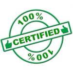 Hundred Percent Certified Indicates Authenticate Absolute And Verify Stock Photo