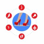 Infografics Woman: High Heels And Our Disease. Illustration Stock Photo