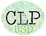 Clp Currency Shows Chilean Pesos And Broker Stock Photo