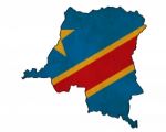 Democratic Republic Of The Congo Map On  Flag Drawing ,grunge An Stock Photo