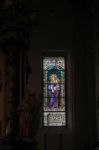 Stained Glass Window In The Collegiate Church In Arco Trentino I Stock Photo
