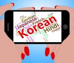Korean Language Represents Text Translator And Words Stock Photo